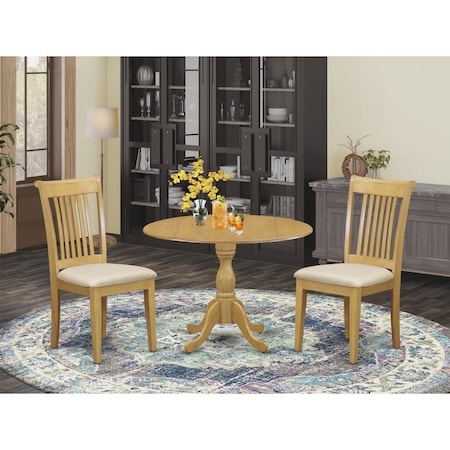 East West Furniture 3 Piece Dublin Dining Table Set - Oak DMPO3-OAK-C